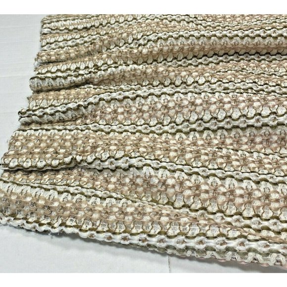 2 Vintage 1970s Pinch Pleat Curtains Drapes Panels Brown Beige Woven Chevron - Picture 5 of 8
